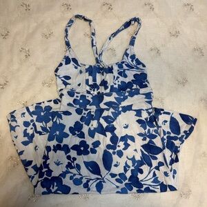 Vintage Y2K American Eagle Blue Floral Dress – Size XS